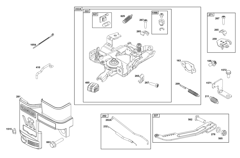 Controls Group Diagram and Parts List for 12V337-0167-F1 100000 - 19Z999 Briggs and Stratton Engine